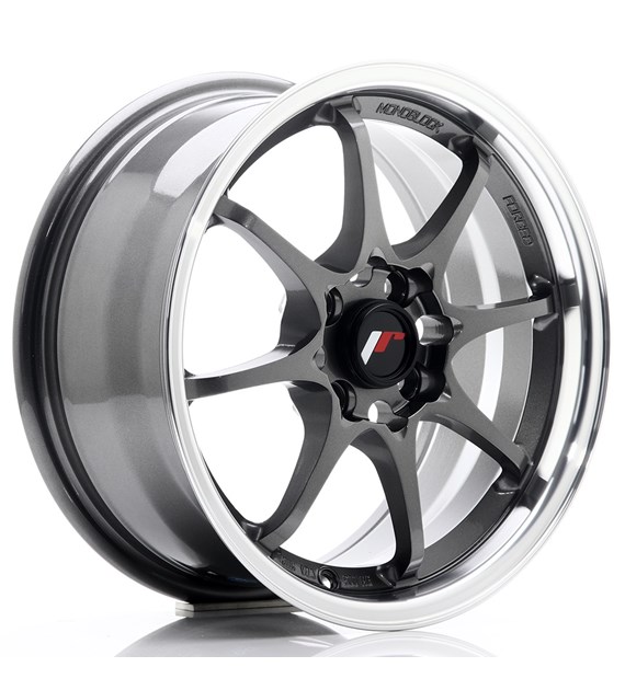 JR Wheels JR5 15x7 ET35 4x100 Gun Metal w/Machined Lip