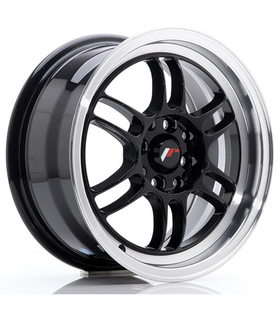 JR Wheels JR7 15x7 ET38 4x100/114 Glossy Black w/Machined Lip