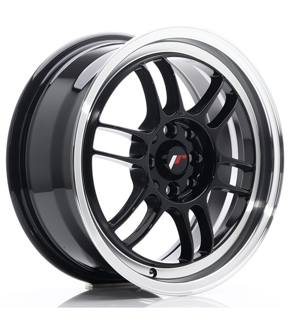 JR Wheels JR7 16x7 ET38 4x100/114 Gloss Black w/Machined Lip