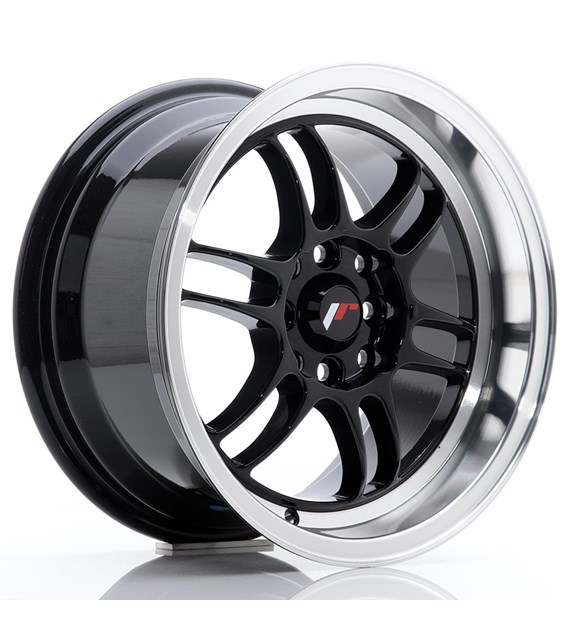 JR Wheels JR7 15x8 ET35 4x100/114 Glossy Black w/Machined Lip