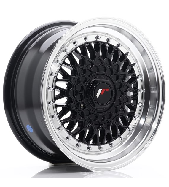 JR Wheels JR9 15x7 ET20 4x100/108 Gloss Black w/Machined Lip