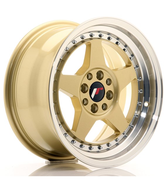 JR Wheels JR6 16x8 ET25 4x100/108 Gold w/Machined Lip