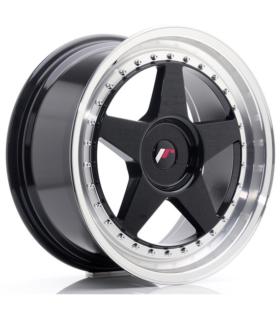 JR Wheels JR6 18x8,5 ET20-40 BLANK Glossy Black w/Machined Lip