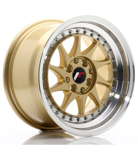 JR Wheels JR26 15x8 ET25 4x100/108 Gold w/Machined Lip