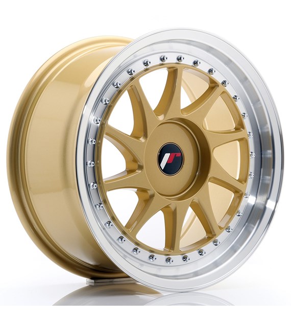 JR Wheels JR26 17x8 ET20-35 BLANK Gold w/Machined Lip