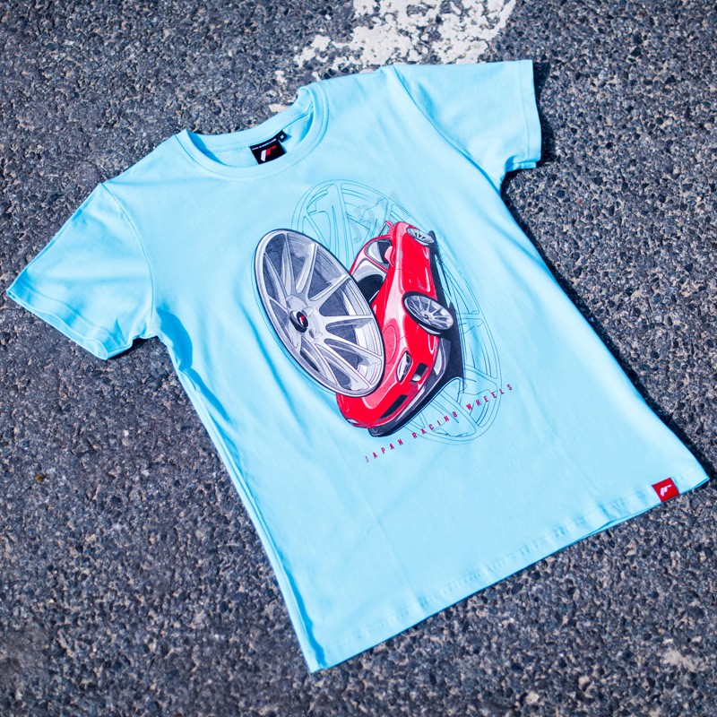 JR Men's T-Shirt JR-11 Car Turquoise Size S