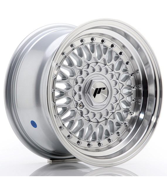 JR Wheels JR9 15x8 ET20 4x100/108 Silver w/Machined Lip+Silver Rivets