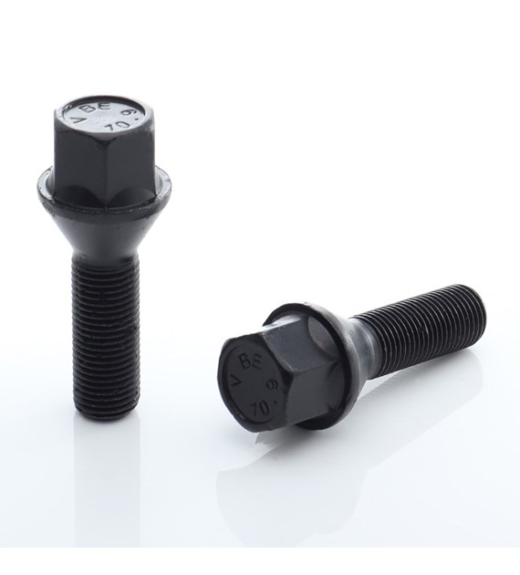 Set of 20 HEX17 tapered bolt M12x1,25 x28mm Black