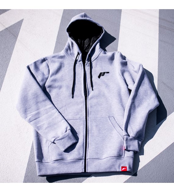 JR Unisex Zip Hoodie Logo Light Grey Size L