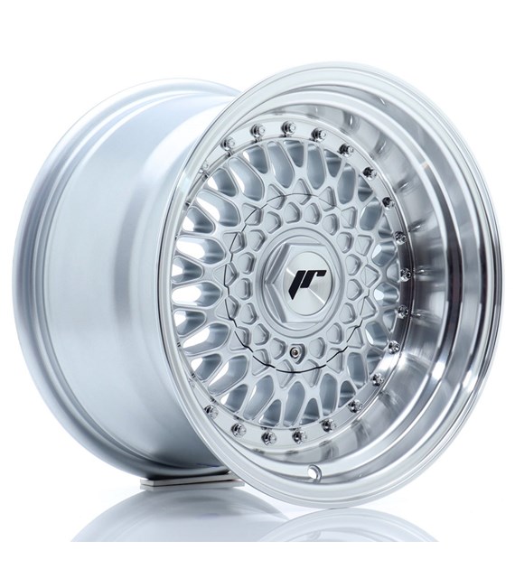 JR Wheels JR9 15x9 ET10 4x100/108 Silver w/Machined Lip+Silver Rivets