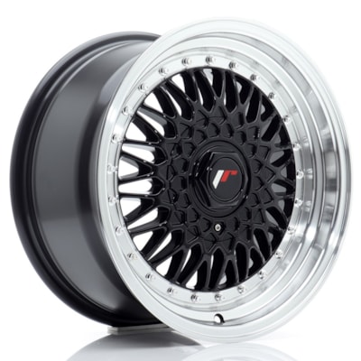 JR Wheels JR9 16x8 ET25 4x100/108 Gloss Black w/ Machined Lip