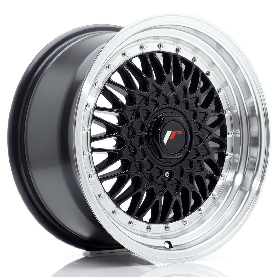 JR Wheels JR9 16x8 ET25 4x100/108 Gloss Black w/Machined Lip