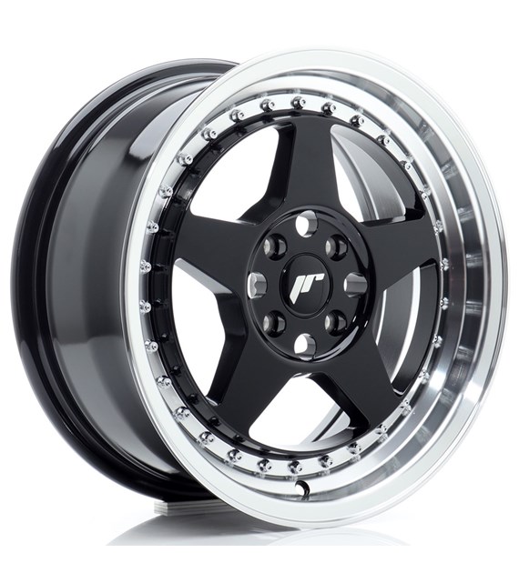 JR Wheels JR6 16x7 ET35 4x100 Gloss Black w/Machined Lip