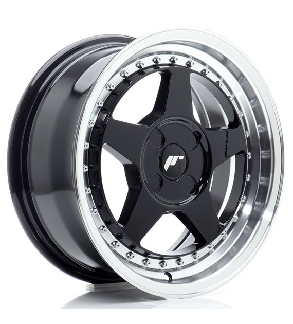 JR Wheels JR6 16x7 ET20-35 4H BLANK Gloss Black w/Machined Lip