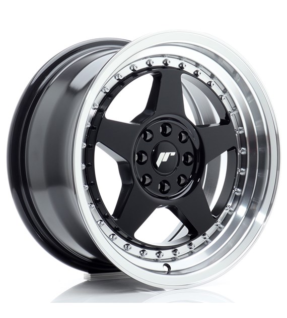 JR Wheels JR6 16x8 ET25 4x100/108 Gloss Black w/Machined Lip