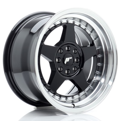 JR Wheels JR6 16x9 ET20 4x100/108 Gloss Black w/ Machined Lip