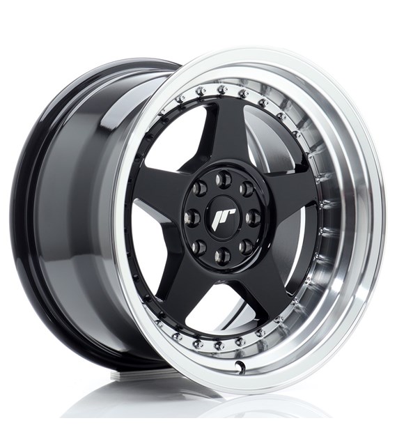 JR Wheels JR6 16x9 ET20 4x100/108 Gloss Black w/Machined Lip