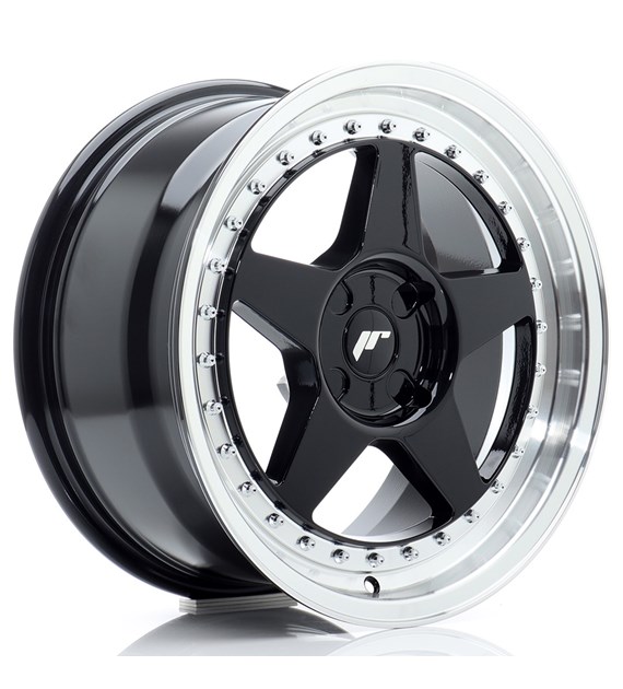 JR Wheels JR6 17x8 ET20-35 4H BLANK Gloss Black w/Machined Lip