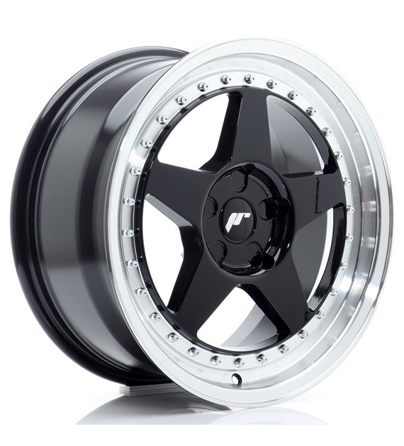 JR Wheels JR6 17x8 ET20-35 5H BLANK Gloss Black w/Machined Lip