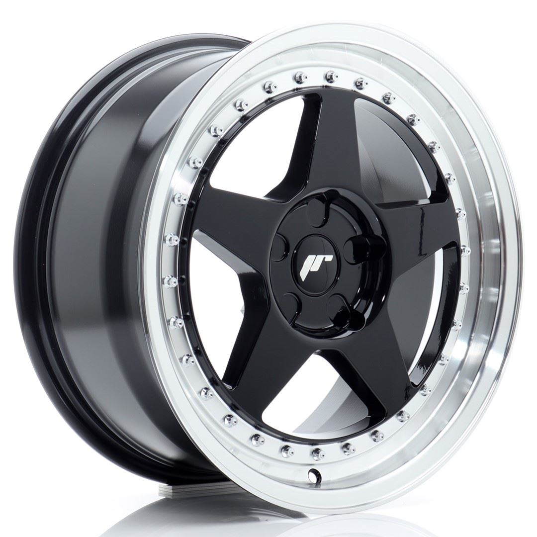 JR Wheels JR6 17x8 ET20-35 5H BLANK Gloss Black w/Machined Lip