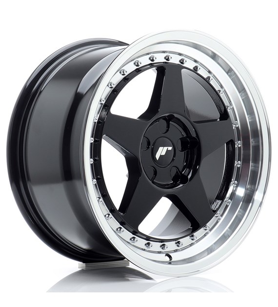 JR Wheels JR6 17x9 ET20-35 5H BLANK Gloss Black w/Machined Lip