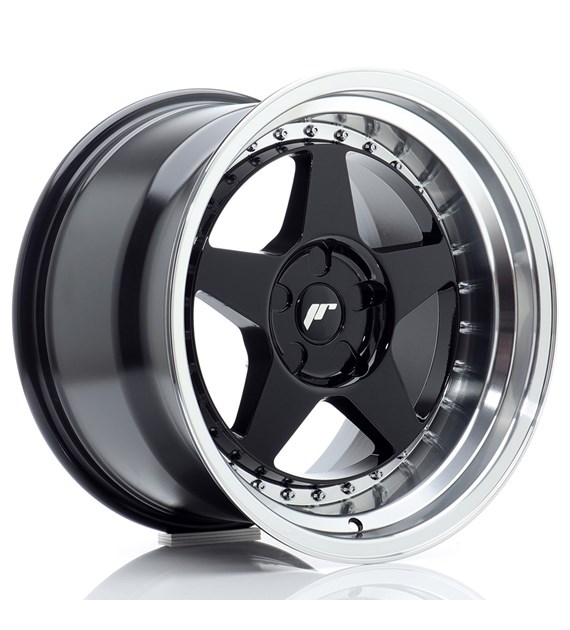 JR Wheels JR6 17x10 ET0-20 5H BLANK Gloss Black w/Machined Lip