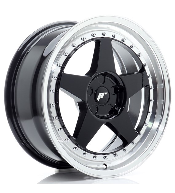 JR Wheels JR6 18x8 ET20-35 5H BLANK Gloss Black w/Machined Lip