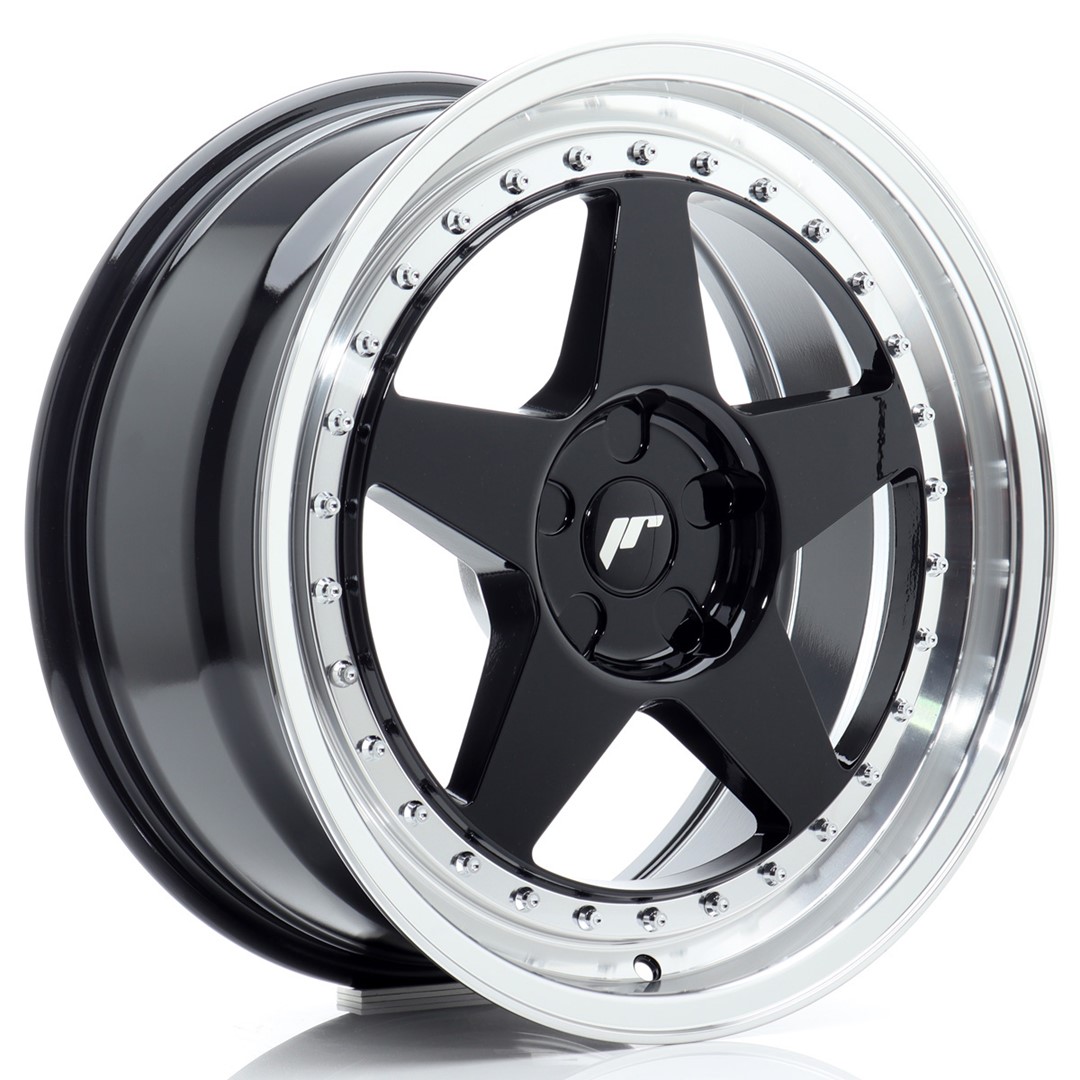 JR Wheels JR6 18x8 ET20-35 5H BLANK Gloss Black w/Machined Lip