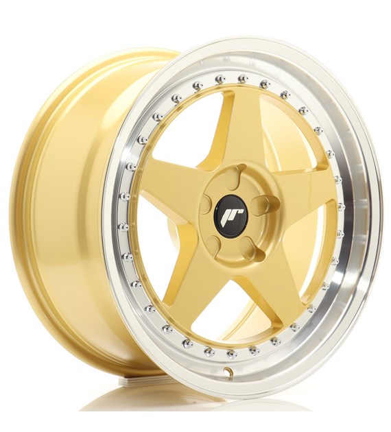 JR Wheels JR6 18x8 ET20-35 5H BLANK Gold w/Machined Lip