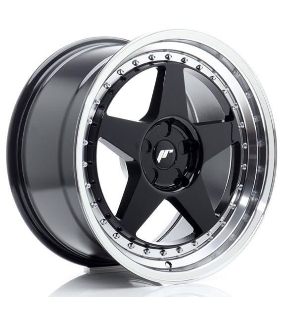 JR Wheels JR6 18x9 ET20-35 5H BLANK Gloss Black w/Machined Lip