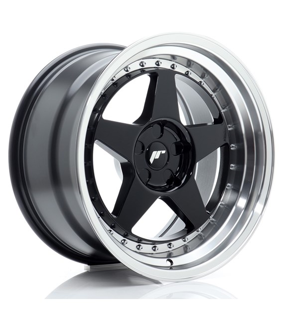 JR Wheels JR6 18x10 ET0-25 5H BLANK Gloss Black w/Machined Lip