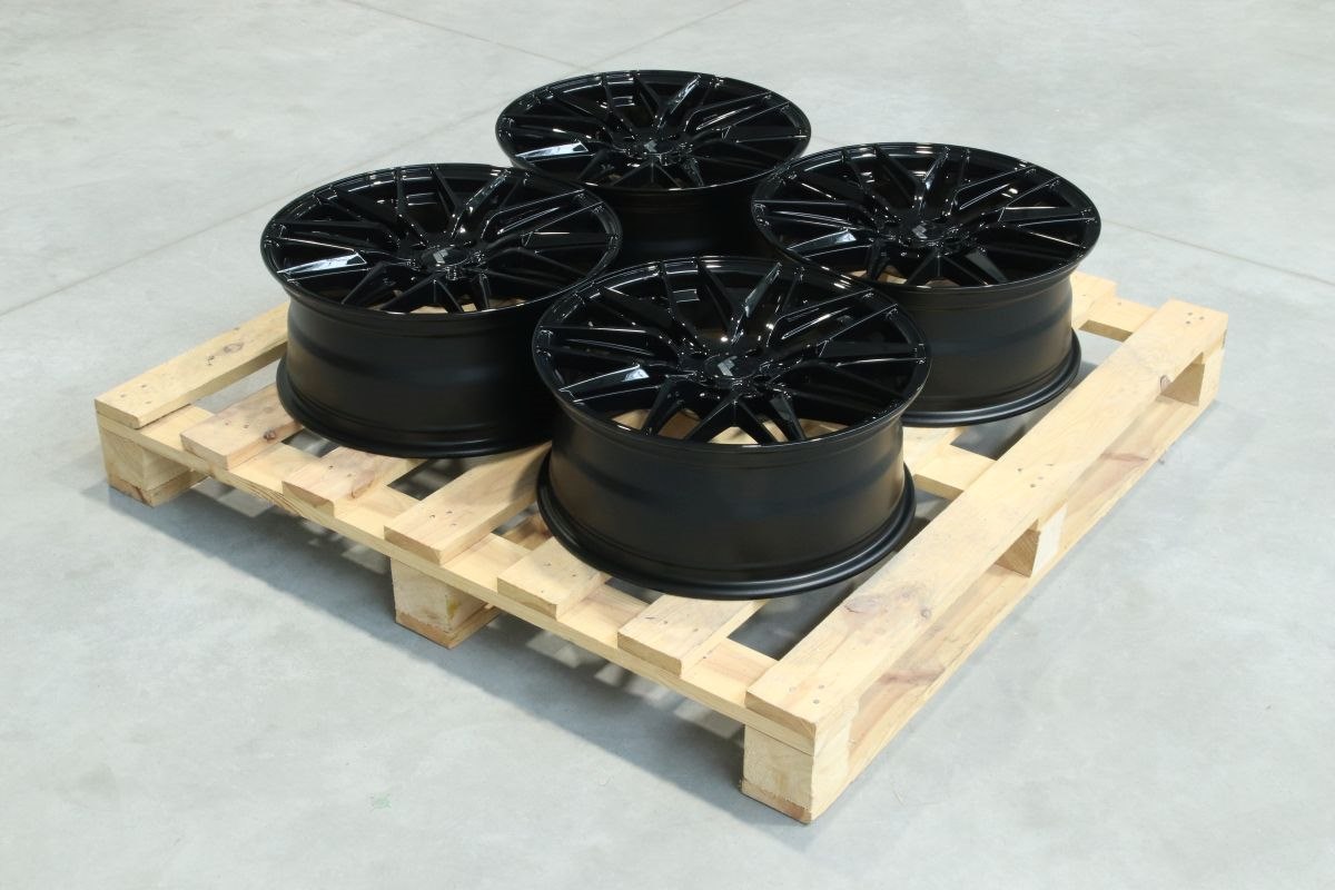 R18 x 7.5 4x100 ET33 CB74.1 JR Wheels Complete Sets Black