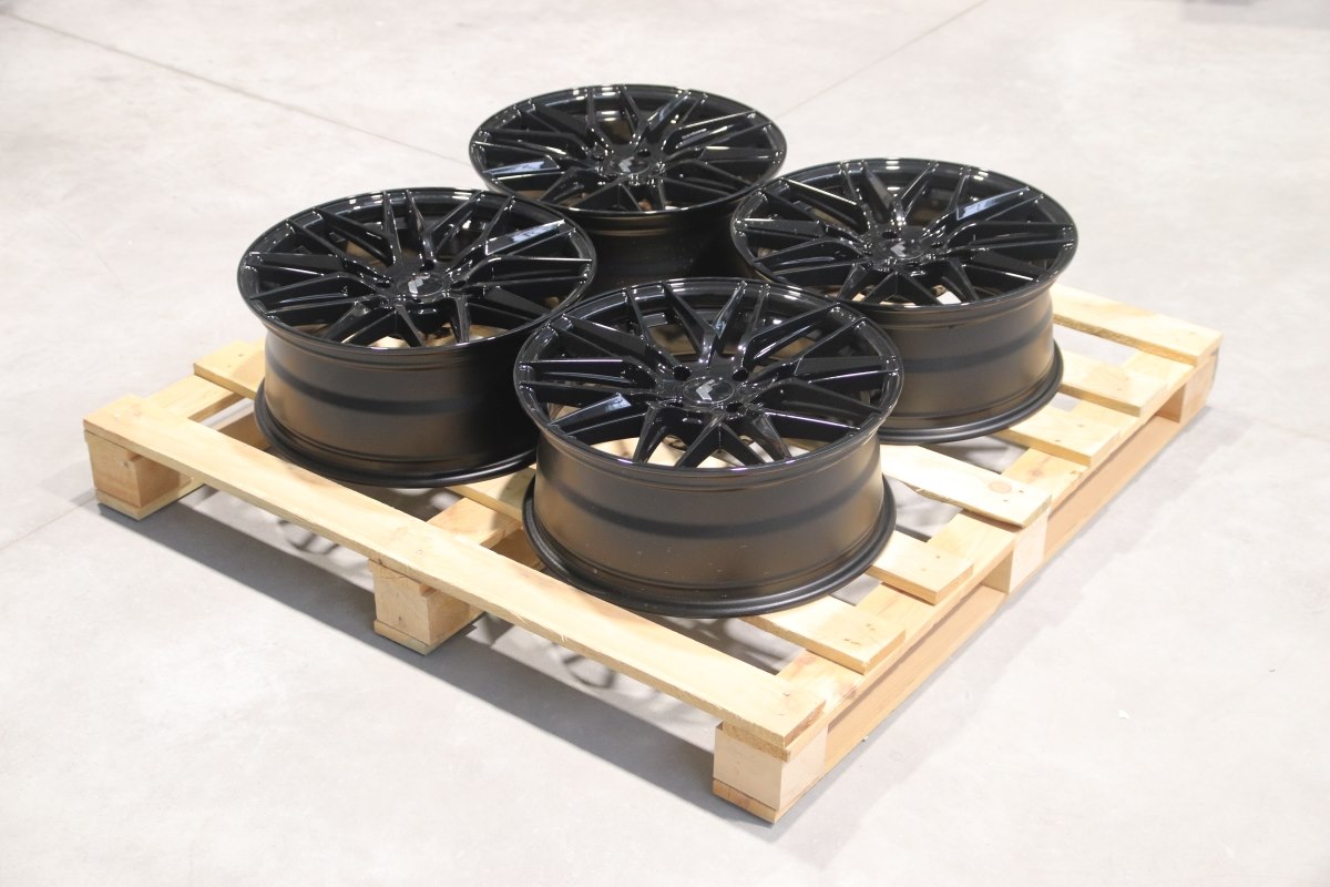 R18 x 7.5 4x108 ET25 CB74.1 JR Wheels Complete Sets Black