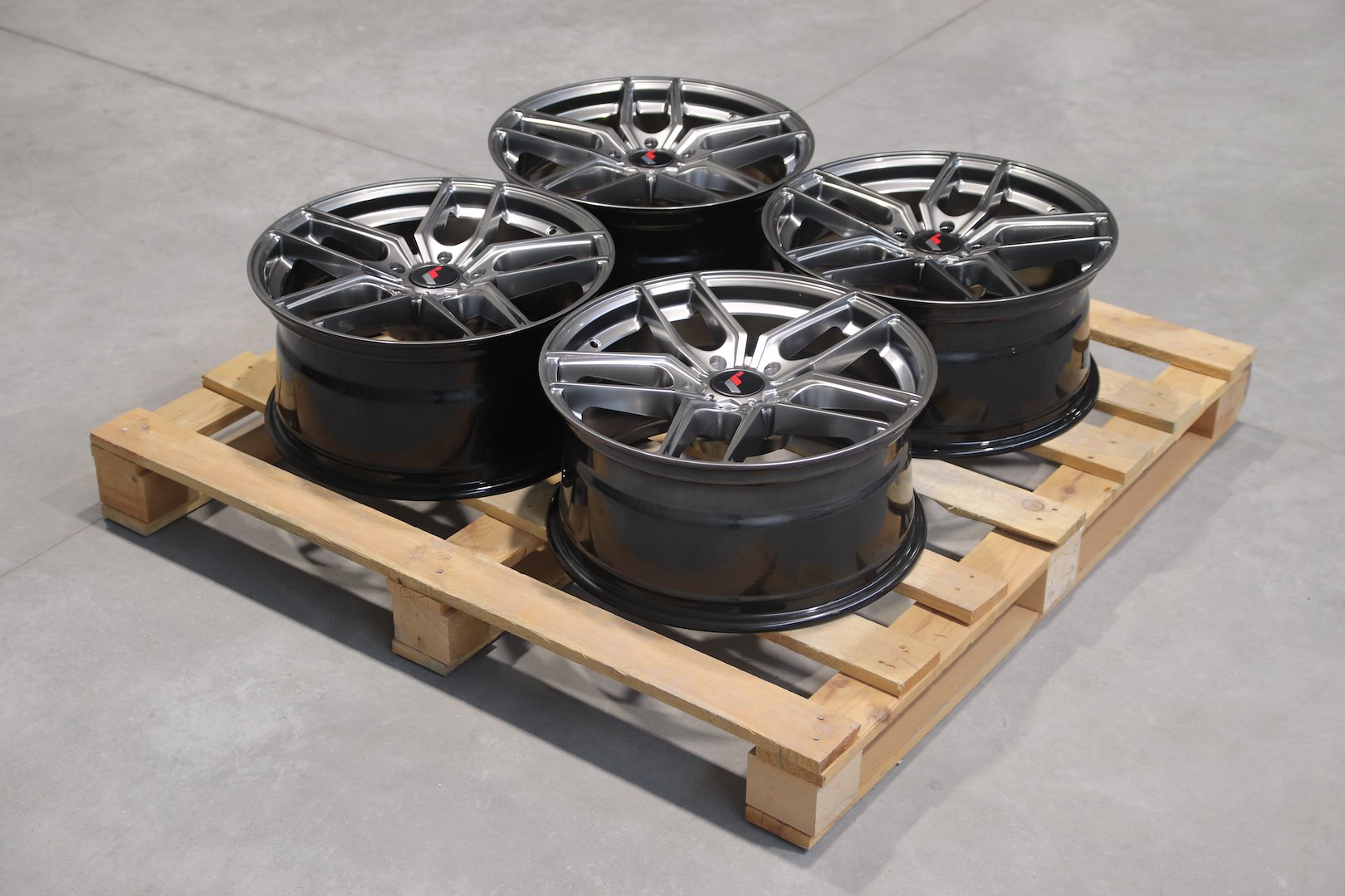 R18 x 8.5 5x120 ET20 CB74.1 JR Wheels Complete Sets Hyper Black