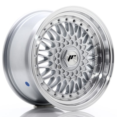 JR Wheels JR9 16x8 ET25 BLANK Silver w/ Machined Lip+Silver Rivets
